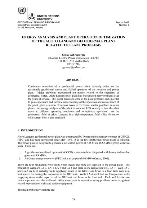 energy analysis and plant operation optimization of ... - Orkustofnun