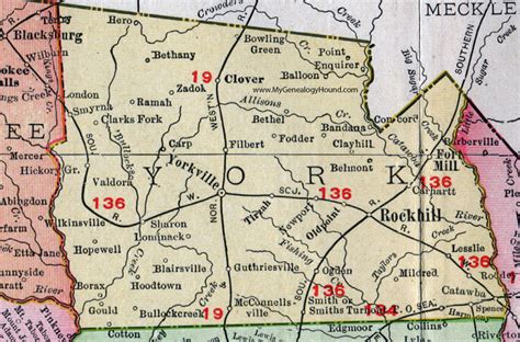 York County Sc Map | Map Of West