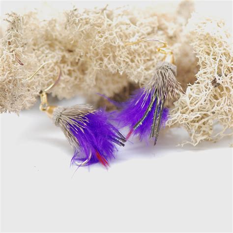 Purple Feather Fly Earrings | Stewart Jewelry Designs