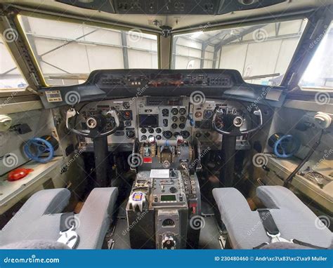 Cockpit of the Former Golden Knights F27 Fokker Friendship Aircraft at Hangar at Lelystad ...