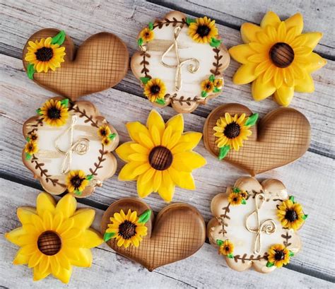 Happy Birthday in Heaven, Jean | Sunflower cookies, Wedding cookies, Bridal shower cookies