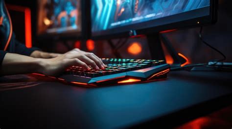 Premium AI Image | backlit computer keyboard gaming