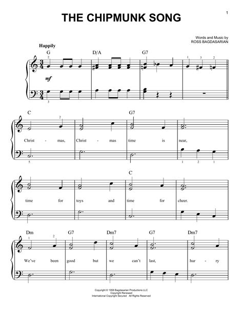 The Chipmunk Song | Sheet Music Direct