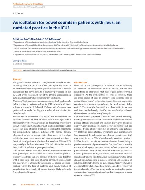 (PDF) Auscultation for bowel sounds in patients with ileus: An outdated ...