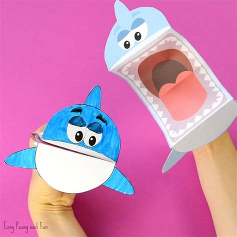 Printable Shark Puppet | Shark craft, Shark puppet, Diy summer crafts