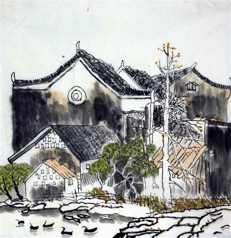 Chinese Painting: House - Chinese Painting CNAG221061 - Artisoo.com