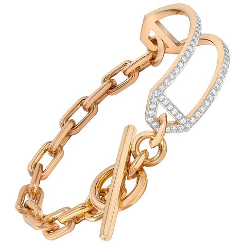Walters Faith 18K Rose Gold and Diamond Side Cuff Chain Link Toggle Bracelet For Sale at 1stDibs ...