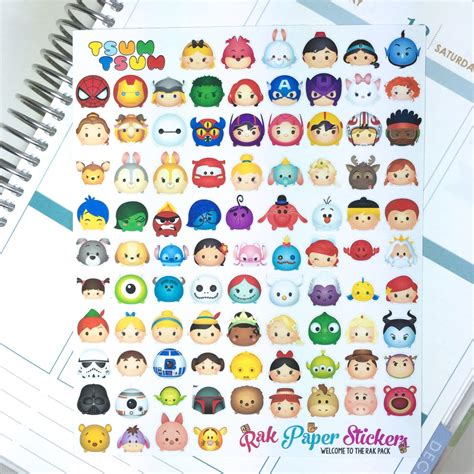 Tsum Tsum stickers set of 100 stickers for by RakPaperStickers