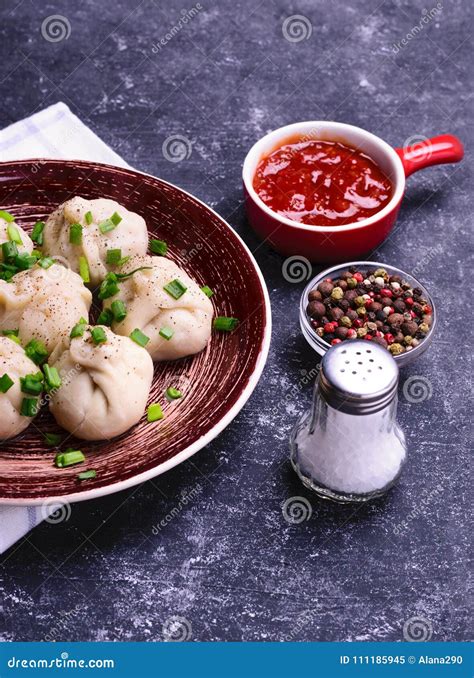 Georgian Dumplings Khinkali Stock Image - Image of spices, dumplings ...