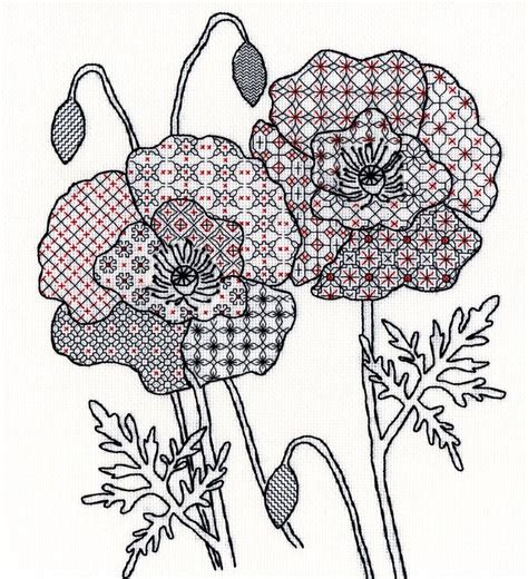 Poppy Blackwork Embroidery - Bothy Threads | Blackwork embroidery ...