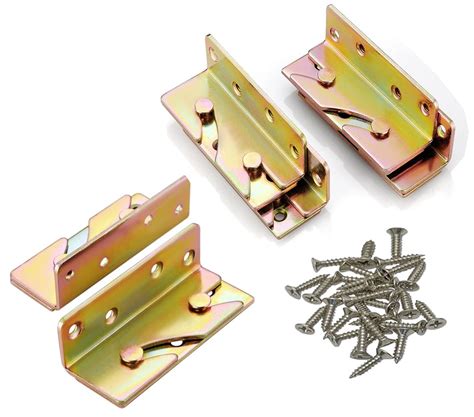 Buy Heavy Duty Bed Rail Brackets Wooden Bed Frame Connectors with ...