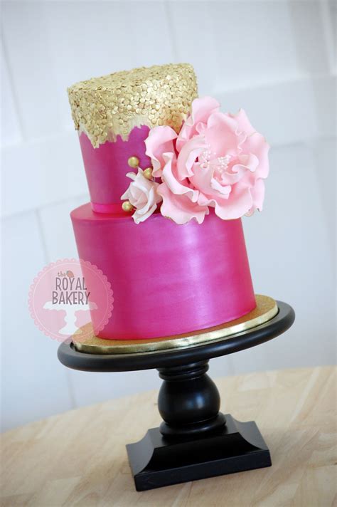 Pink And Gold Birthday Cake - Birthday Cake Images