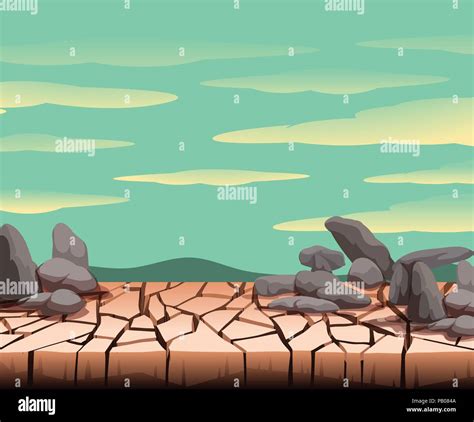 Landscape of dry cracked ground illustration Stock Vector Image & Art ...