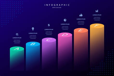 Infographic elements data visualization vector design template. Business concept, glowing ...