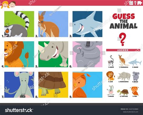 Cartoon Illustration Educational Task Guessing Animal: เวกเตอร์สต็อก (ปลอดค่าลิขสิทธิ์ ...