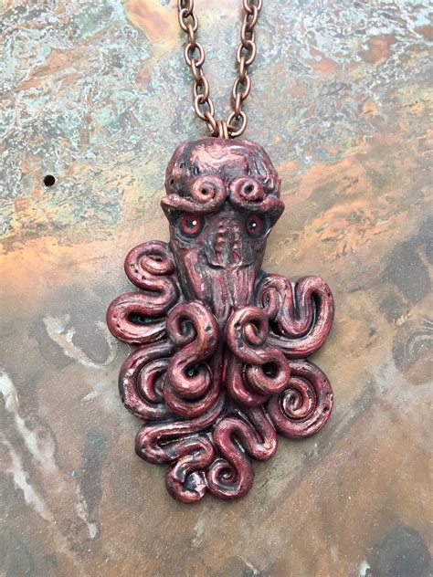 Cthulhu Necklace, Cthulhu, Sculpted Necklace, Distressed Jewelry, Artisan Jewelry, Handmade ...