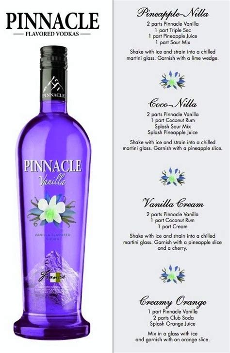 a bottle of pinnacle vodka is shown with instructions for how to use it