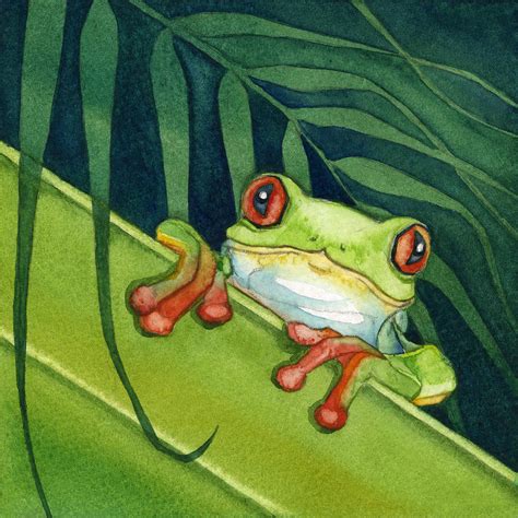 Frog Peek Painting by Lyse Anthony | Pixels