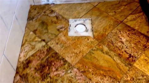 Granite floor tile installation complete - YouTube