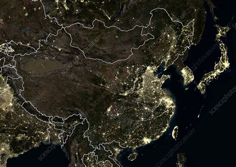 China at night, satellite image - Stock Image - C024/9384 - Science Photo Library