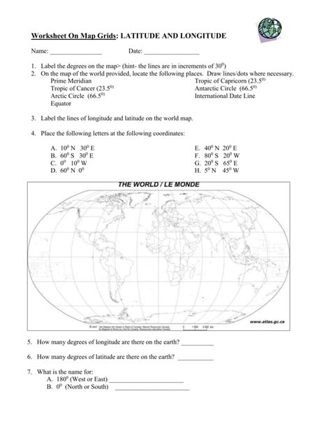 REVIEW 1: LATITUDE AND LONGITUDE AND TIME ZONES