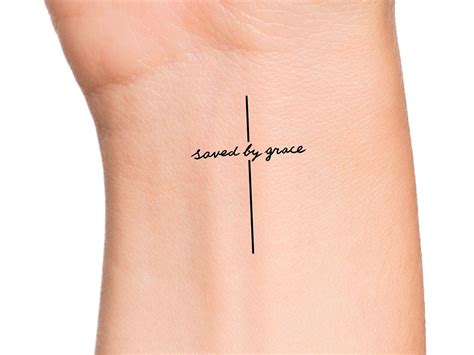 Saved by Grace Cross Temporary Tattoo - Etsy