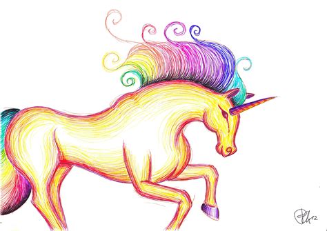 Rainbow With Unicorn Drawing