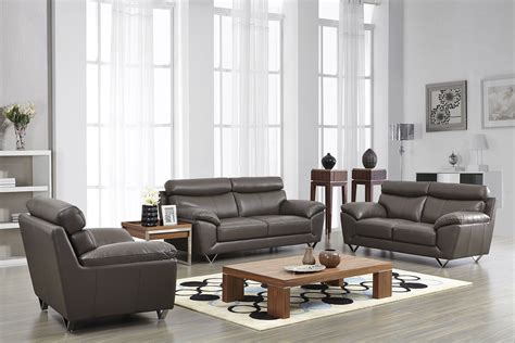 Contemporary Stylish Leather 3Pc Sofa Set with Chrome Legs Chicago Illinois ESF8049