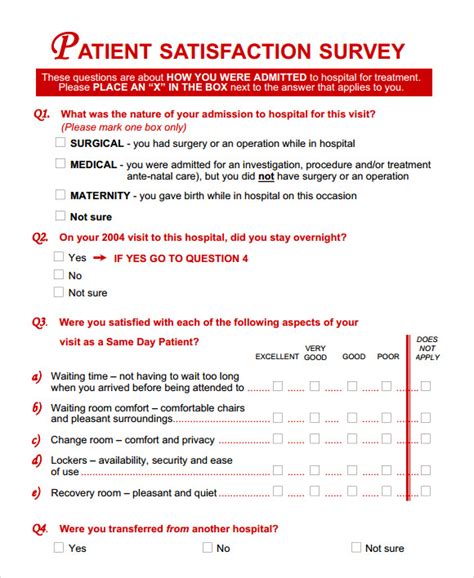 Patient Survey Form - Great Professionally Designed Templates