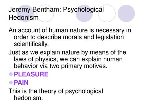 PPT - Jeremy Bentham: Psychological Hedonism PowerPoint Presentation - ID:1720792