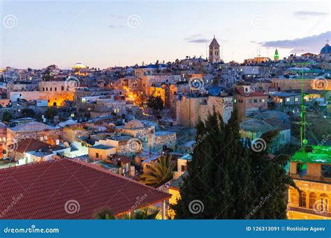 Jerusalem Old City at Night, Israel Stock Image - Image of historic ...