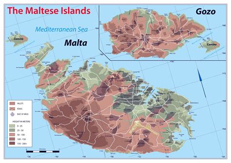 Large detailed physical map of Malta | Vidiani.com | Maps of all countries in one place