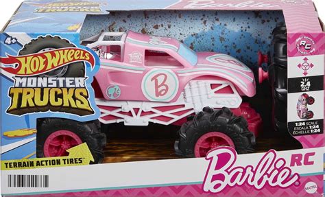 Hot Wheels Barbie Monster Truck RC, Battery-Powered Remote-Control Toy Truck in 1:24 Scale ...