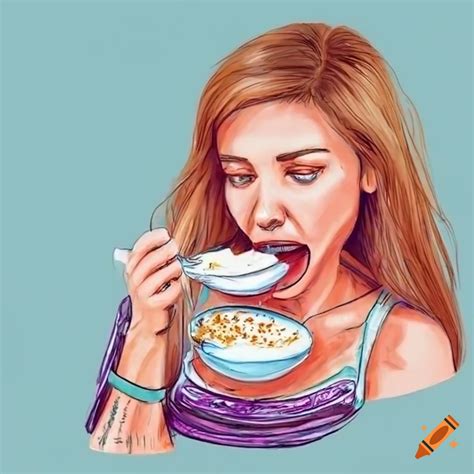 Woman enjoying a yogurt bowl on Craiyon