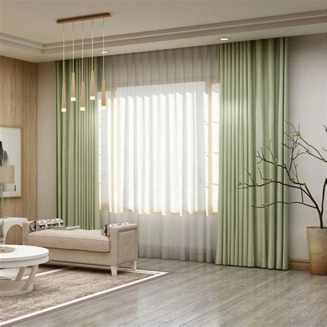 Elegant Light Green Silk Curtain for a Modern Living Room or Bedroom