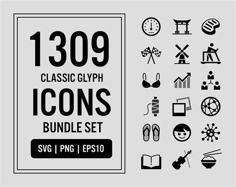 1309 Classic Glyph Vector Icons Bundle Set in SVG PNG EPS. - Etsy