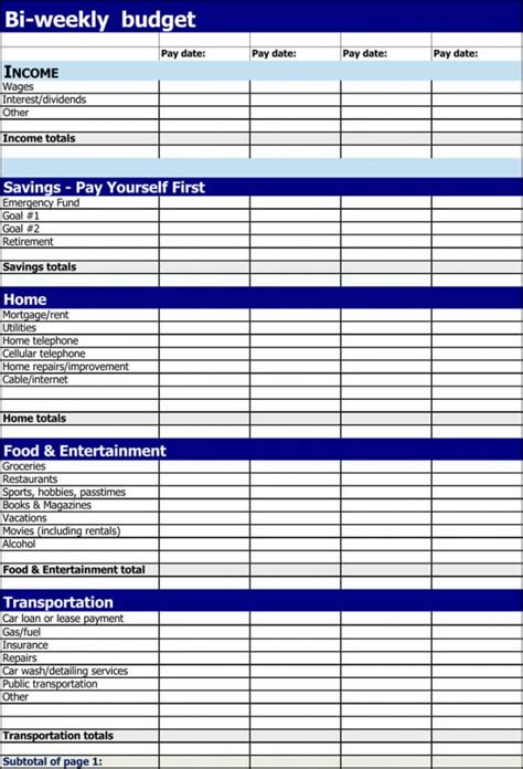 Bi-Weekly Budget Template – Dremelmicro