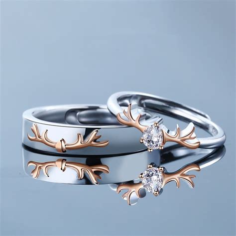 Adjustable Elk Promise Ring For Couples In Sterling Silver