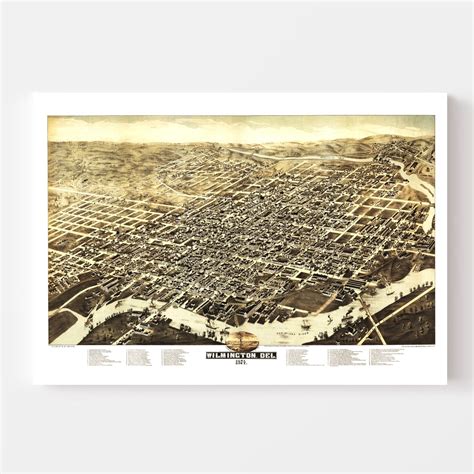 Vintage Map of Wilmington, Delaware 1874 by Ted's Vintage Art