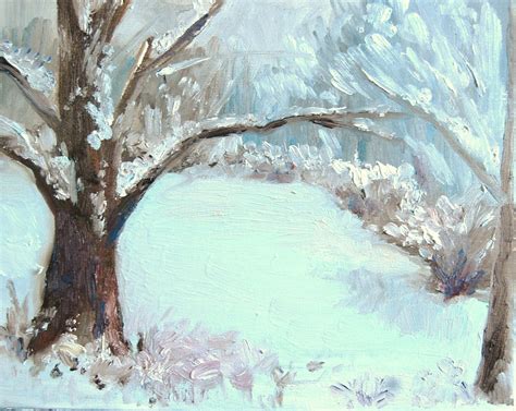 Landscape Painting Snowy Forest Original Oil Painting