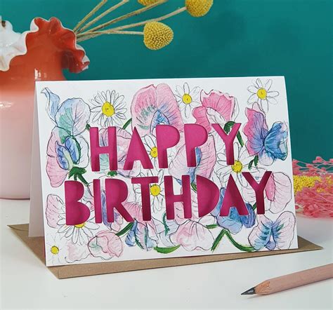 April Birth Flower Birthday Card | Miss Bespoke Papercuts