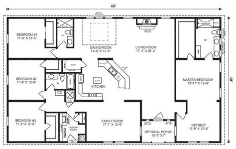 5 Bedroom 4 Bath Rectangle Floor Plan - floorplans.click