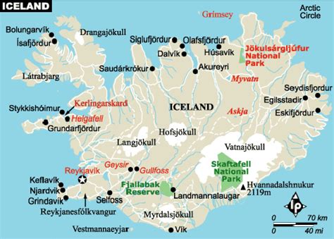 Iceland map EUROPE - Country map of Iceland