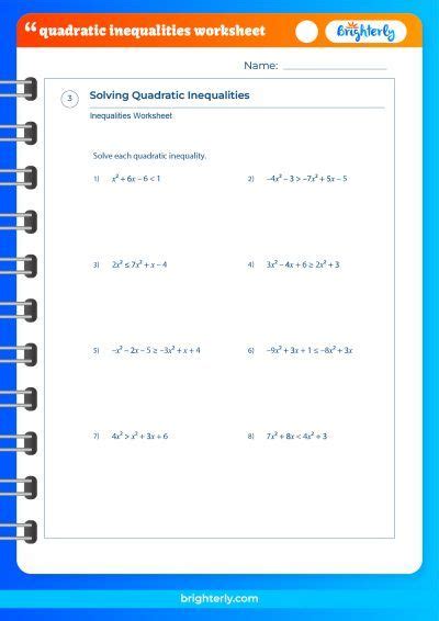 Printable quadratic inequalities worksheet [PDFs] Brighterly.com