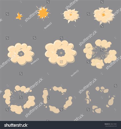 Explode Effect Animation Smoke Cartoon Explosion Stock Vector (Royalty ...