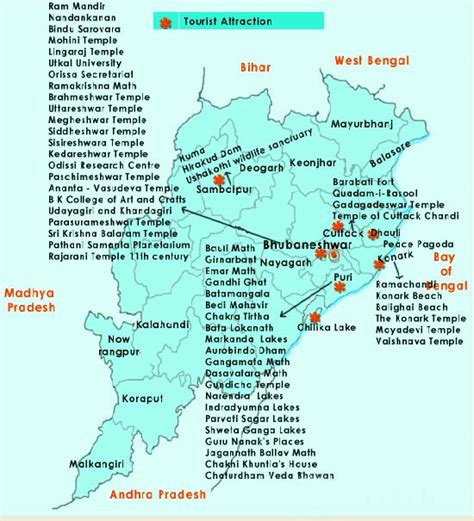 Tourist Map of Odisha / Orissa, Odisha Tour Guide