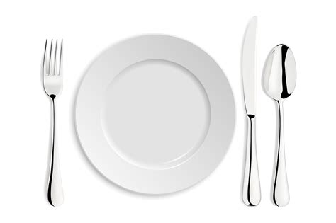 Plate with spoon, knife and fork. | Graphic Objects ~ Creative Market