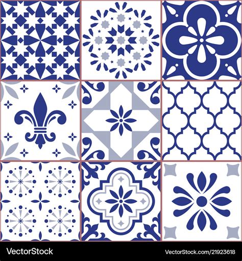 Portuguese tile seamless pattern azluejo Vector Image