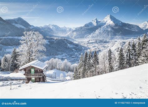 Winter Wonderland Scenery in the Alps with Traditional Mountain Stock ...