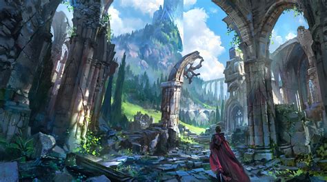 cape, arch, fantasy art, fantasy architecture, ruins, artwork, HD ...